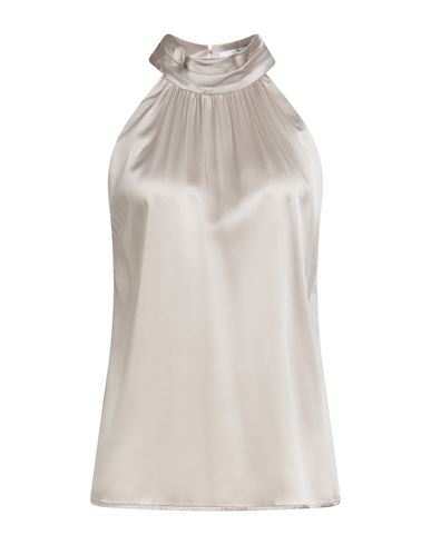 Xandres Woman Top Light Grey Size 12 Silk, Viscose, Elastane In Gray