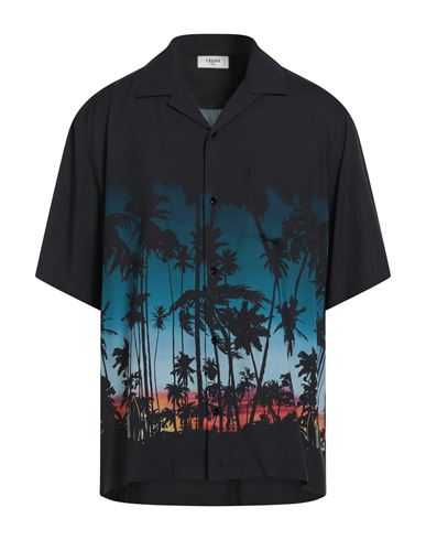 Celine Man Shirt Midnight Blue Size 16 ½ Viscose In Black