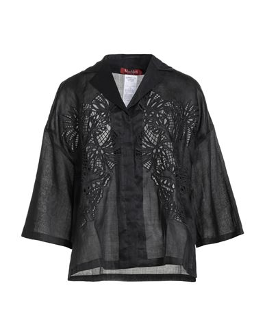 Max Mara Studio Woman Shirt Black Size 10 Ramie