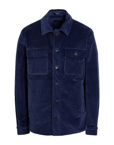 Drumohr Man Shirt Navy Size 46 Cotton, Elastane In Blue