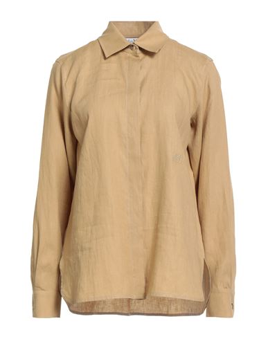 Max Mara Woman Shirt Camel Size 10 Linen In Brown