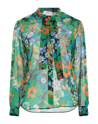 Celine Woman Shirt Emerald Green Size 8 Silk In Green