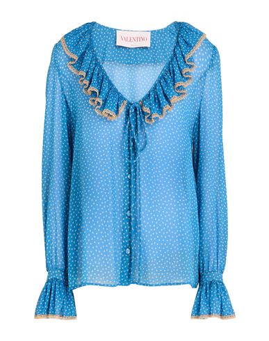 Valentino Garavani Woman Shirt Bright Blue Size 6 Silk