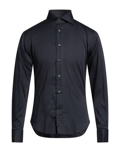 Brian Dales Man Shirt Navy Size 16 ½ Cotton, Polyamide, Elastane In Blue