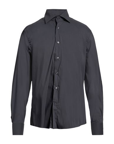 Brian Dales Man Shirt Grey Size 17 Cotton, Polyamide, Elastane In Black
