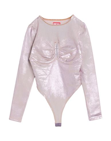Diesel Woman Bodysuit Antique Rose Size S Cotton, Viscose, Polyester, Elastane In Pink