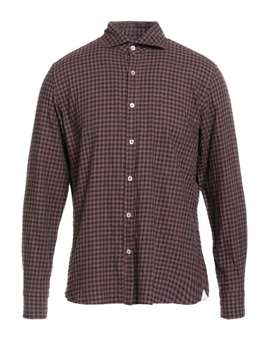 Giannetto Portofino Man Shirt Navy Size 16 Cotton In Red