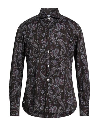 Giannetto Portofino Man Shirt Dark Brown Size 16 ½ Cotton