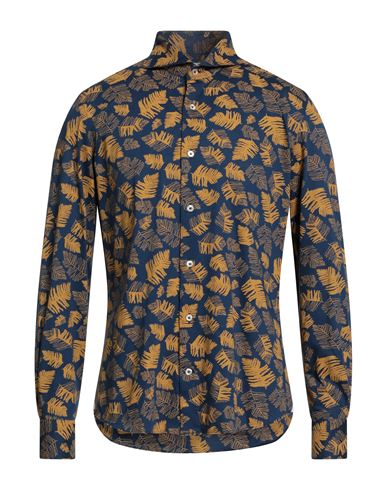 Giannetto Portofino Man Shirt Marigold Size 16 ½ Cotton In Blue