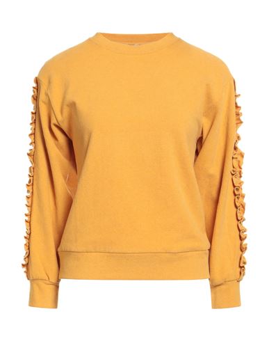 Emma Woman Sweatshirt Marigold Size S Polyester, Cotton, Elastane In Yellow