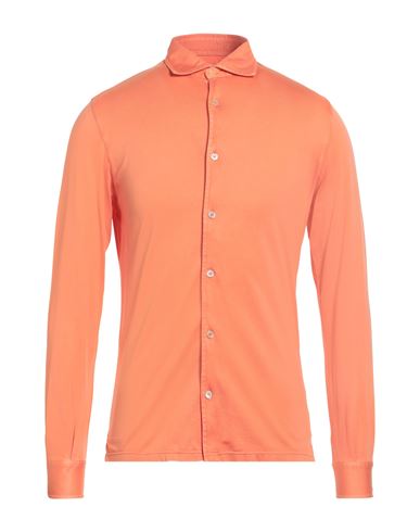 Fedeli Man Shirt Mandarin Size 42 Organic Cotton In Orange