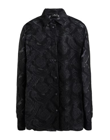 Etro Woman Shirt Black Size 10 Polyester, Metallic Fiber, Silk, Polyamide In Black