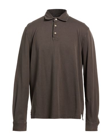 Fedeli Man Polo Shirt Dark Brown Size 50 Cotton