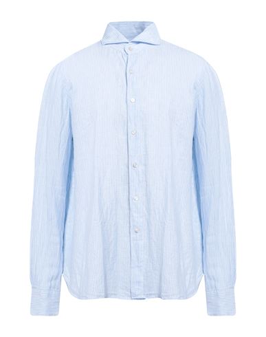 Finamore 1925 Per Braun Man Shirt Azure Size Xxl Linen In Blue