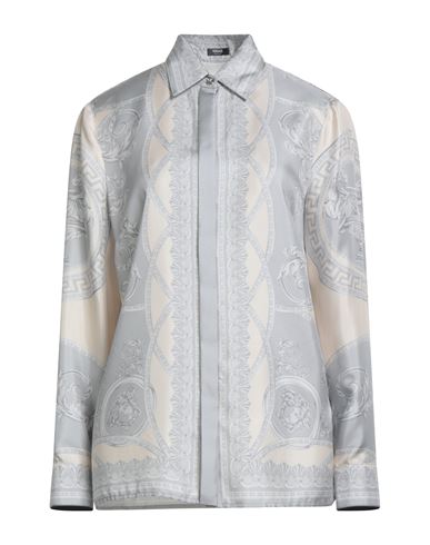 Versace Woman Shirt Light Grey Size 8 Silk In Gray