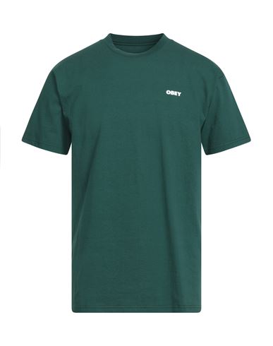 Obey Man T-shirt Dark Green Size L Cotton