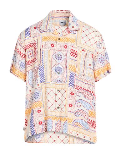 Obey Man Shirt Cream Size Xl Cotton, Viscose In Multi