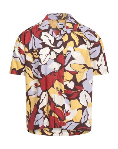 Obey Man Shirt Chocolate Brown Size Xl Cotton In Multi