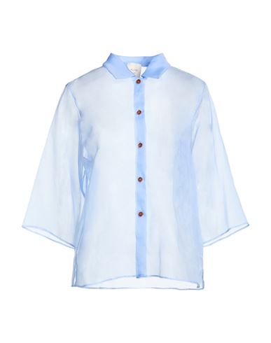 Alysi Chocolat Woman Shirt Light Blue Size 00 Silk