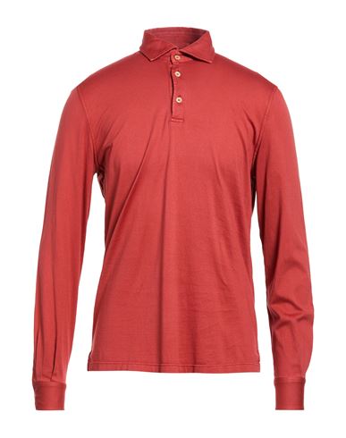 Fedeli Man Polo Shirt Rust Size 40 Organic Cotton In Red