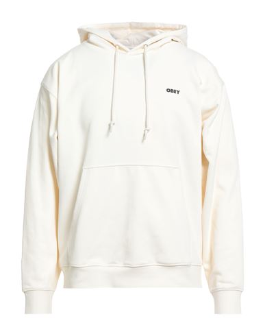 Obey Man Sweatshirt Cream Size Xl Cotton, Polyester In White