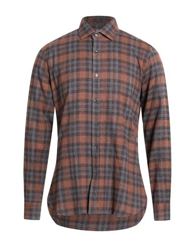 Dandylife By Barba Napoli Man Shirt Chocolate Brown Size 16 Cotton