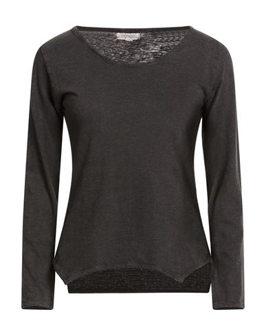 Crossley Woman T-shirt Charcoal Size S Cotton, Linen In Black