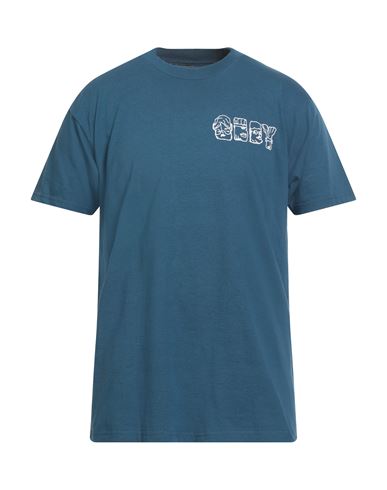 Obey Man T-shirt Deep Teal Size Xl Cotton In Blue