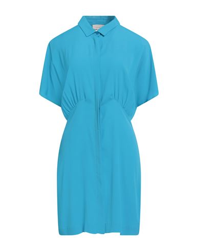 Semicouture Woman Mini Dress Azure Size 10 Acetate, Silk In Blue