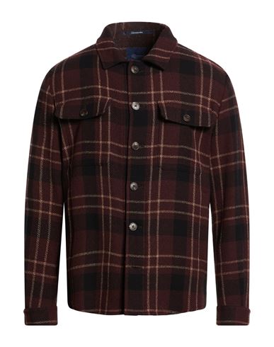 Drumohr Man Shirt Brown Size 42 Virgin Wool