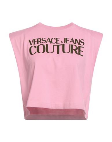 Versace Jeans Couture Woman T-shirt Pink Size L Cotton In Pink