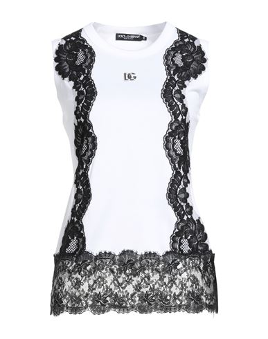 Dolce & Gabbana Woman T-shirt White Size 4 Cotton, Polyamide In Multi