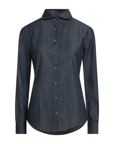 Xacus Woman Denim Shirt Blue Size 4 Cotton, Polyamide
