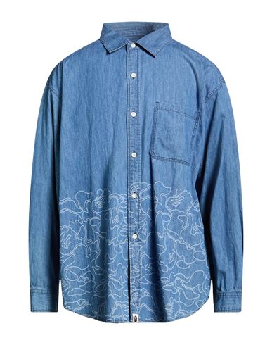 A Bathing Ape Man Denim Shirt Blue Size S Cotton