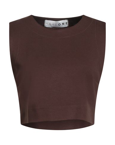 Haveone Woman Top Brown Size M Viscose, Polyamide, Elastic Fibres