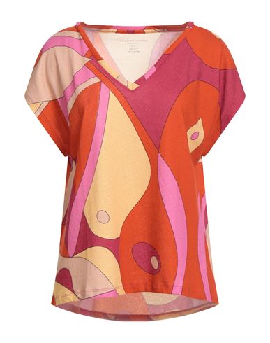 Majestic Filatures Woman T-shirt Rust Size 1 Cotton, Linen In Red