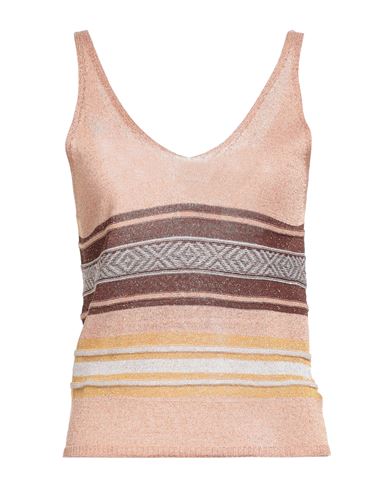 B.yu B. Yu Woman Top Copper Size L Viscose, Polyamide, Metallic Polyester In Multi