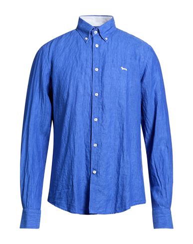 Harmont & Blaine Man Shirt Blue Size 3xl Linen