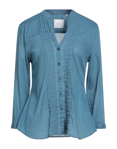 Xacus Woman Shirt Slate Blue Size 10 Cotton In Blue