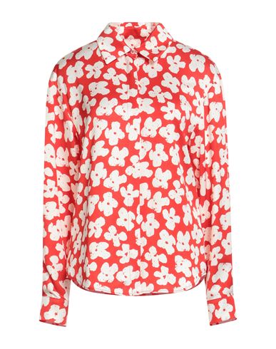 Msgm Woman Shirt Red Size 6 Viscose In Multi