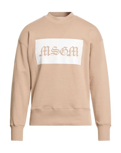 Msgm Man Sweatshirt Beige Size L Cotton In Neutral