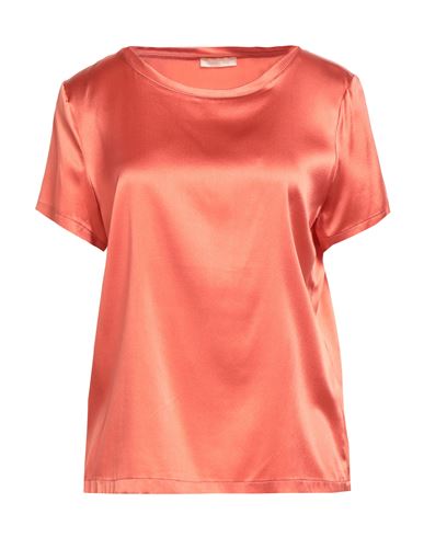 Hanami D'or Woman Top Rust Size 8 Silk, Elastane In Red