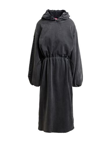 Diesel Woman Midi Dress Charcoal Size L Cotton In Gray