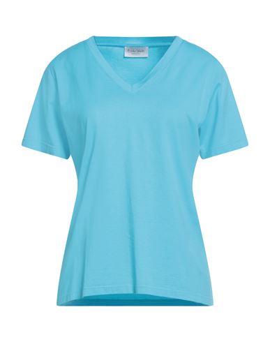 Frida Madè Woman T-shirt Azure Size L Supima In Blue