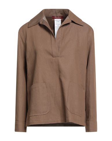 Max Mara Studio Woman Top Camel Size 14 Cotton, Linen In Sand