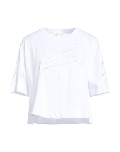 Bsb Jeans Woman T-shirt White Size M Cotton In Gray