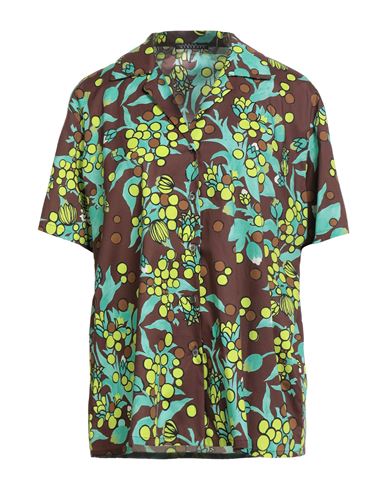 Laura Urbinati Woman Shirt Dark Brown Size 10 Cotton, Elastane