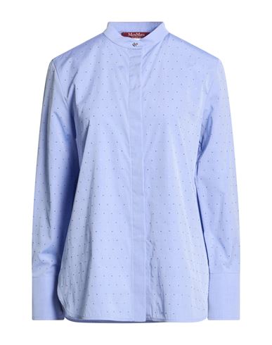 Max Mara Studio Woman Shirt Light Blue Size 6 Cotton