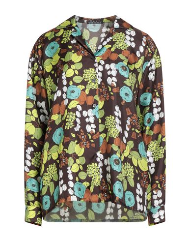 Laura Urbinati Woman Shirt Dark Brown Size 8 Silk In Multi