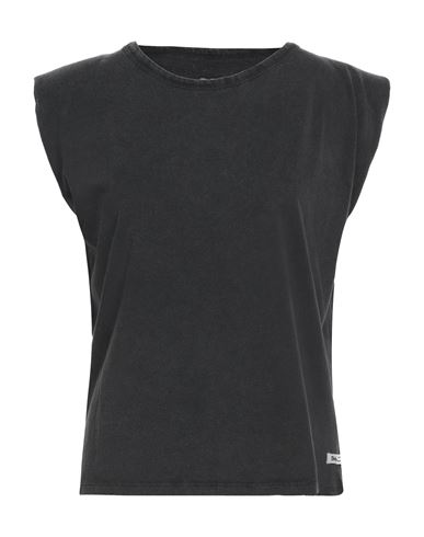 Bsb Jeans Woman T-shirt Charcoal Size L Cotton In Black